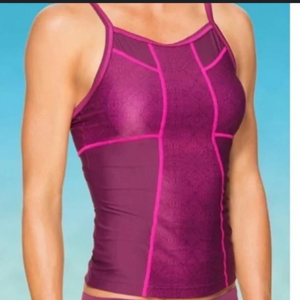 NWT Athleta Dive In Medley Tankini in Raspberry Medium